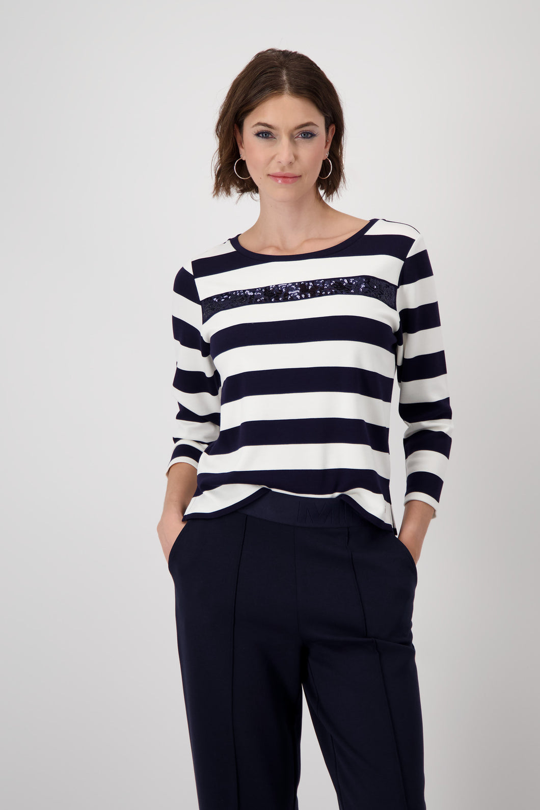 MONARI Basic Stripped Top with Jewellery    409136