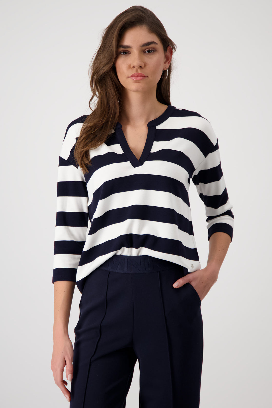 MONARI  Basic Stripe, 3/4 Sleeve Top.     409337