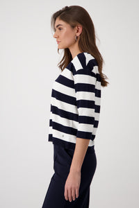 MONARI  Basic Stripe, 3/4 Sleeve Top.     409337