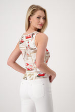 Load image into Gallery viewer, MONARI Round Neck Top. Polaroid Pattern.        409749
