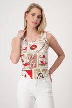 Load image into Gallery viewer, MONARI Round Neck Top. Polaroid Pattern.        409749
