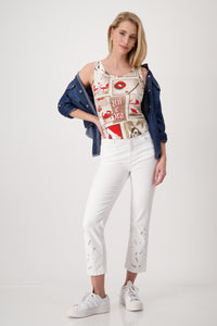 MONARI Round Neck Top. Polaroid Pattern.        409749