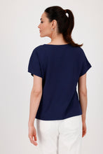 Load image into Gallery viewer, MONARI  Round Neck Top. Chain on pocket.      409880
