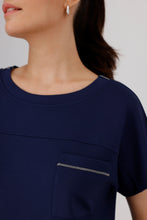 Load image into Gallery viewer, MONARI  Round Neck Top. Chain on pocket.      409880
