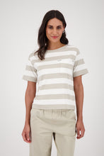 Load image into Gallery viewer, MONARI Round Neck knit with block stripes..............   409902
