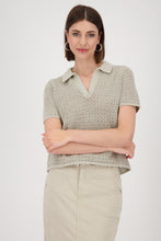Load image into Gallery viewer, MONARI Polo T Shirt.   Lux Knit with Rhinestones.                             409971                                                409971

