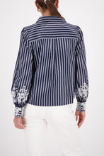 Load image into Gallery viewer, MONARI Stripped Blouse and Lace      410344
