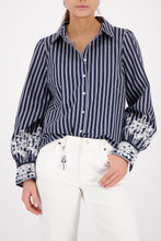 Load image into Gallery viewer, MONARI Stripped Blouse and Lace      410344
