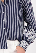 Load image into Gallery viewer, MONARI Stripped Blouse and Lace      410344
