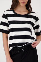 Load image into Gallery viewer, MONARI  S/S Round neck top......Broad Stripe with Embellishment.     410575

