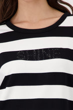 Load image into Gallery viewer, MONARI  S/S Round neck top......Broad Stripe with Embellishment.     410575
