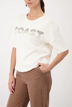 Load image into Gallery viewer, MONARI Lux T Shirt....S/S T Shirt embellished with Crystal and Pearls........ Coast... 410727
