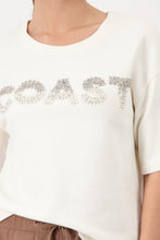 Load image into Gallery viewer, MONARI Lux T Shirt....S/S T Shirt embellished with Crystal and Pearls........ Coast... 410727
