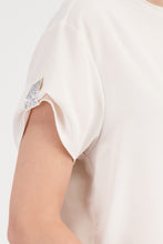 Load image into Gallery viewer, MONARI  S/S T Shirt with Embellished sleeve tab.     410735
