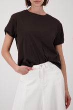 Load image into Gallery viewer, MONARI  S/S T Shirt with Embellished sleeve tab.     410735
