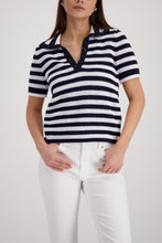 Load image into Gallery viewer, MONARI   Ajour polo jumper with rhinestones      410906
