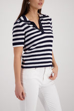 Load image into Gallery viewer, MONARI   Ajour polo jumper with rhinestones      410906
