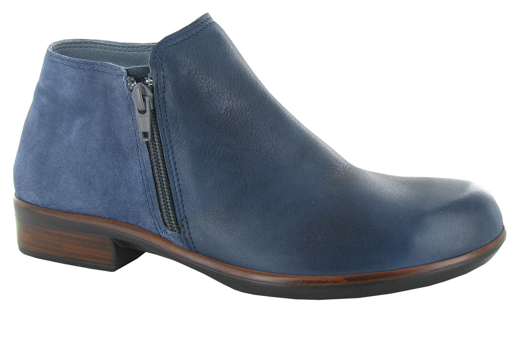 NAOT. HELM. Side zip ankle boot.       Navy Leather/Navy suede.
